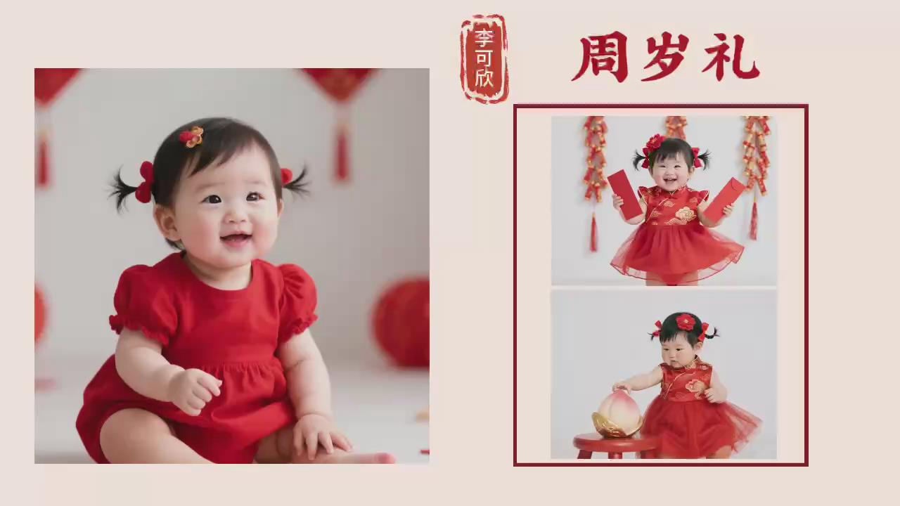 b60宝宝满月百日周岁相册